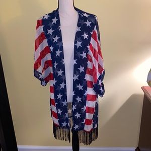 Charming Charlie patriotic shawl/cover-up/jacket one size fits all